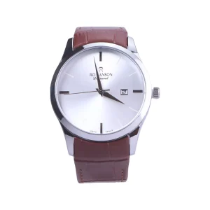 ساعت عقربه ای رومانسون مردانه چرم قهوه ای صفحه سفید G1533/5