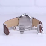 نمای باز ساعت عقربه ای رومانسون مردانه چرم قهوه ای صفحه سفید G1533/5