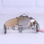 نمای باز ساعت عقربه ای رومانسون مردانه بند چرم طوسی G1533/6
