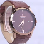صفحه ساعت عقربه ای رومانسون مردانه بند چرم قهوه ای G1533/9