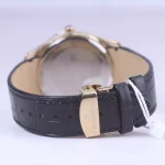 نمای بسته ساعت مچی رومانسون مردانه بند چرم مشکی قاب طلایی G1534/4