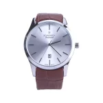 ساعت مچی رومانسون مردانه بند چرم قهوه ای صفحه سفید G1535/6