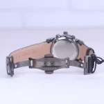 نمای باز ساعت مچی الگانس زنانه بند چرم مشکی صفحه سرمه ای L 1249/6
