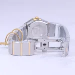 قفل ساعت مچی امگا زنانه فلزی نقره ای طلایی صفحه آبی 88988005/11