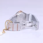قفل ساعت مچی امگا زنانه فلزی نقره ای رزگلد صفحه مشکی 88988005/12