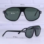 ابعاد عینک آفتابی تام فورد مردانه فریم خلبانی شیشه سبز FT 1178/1