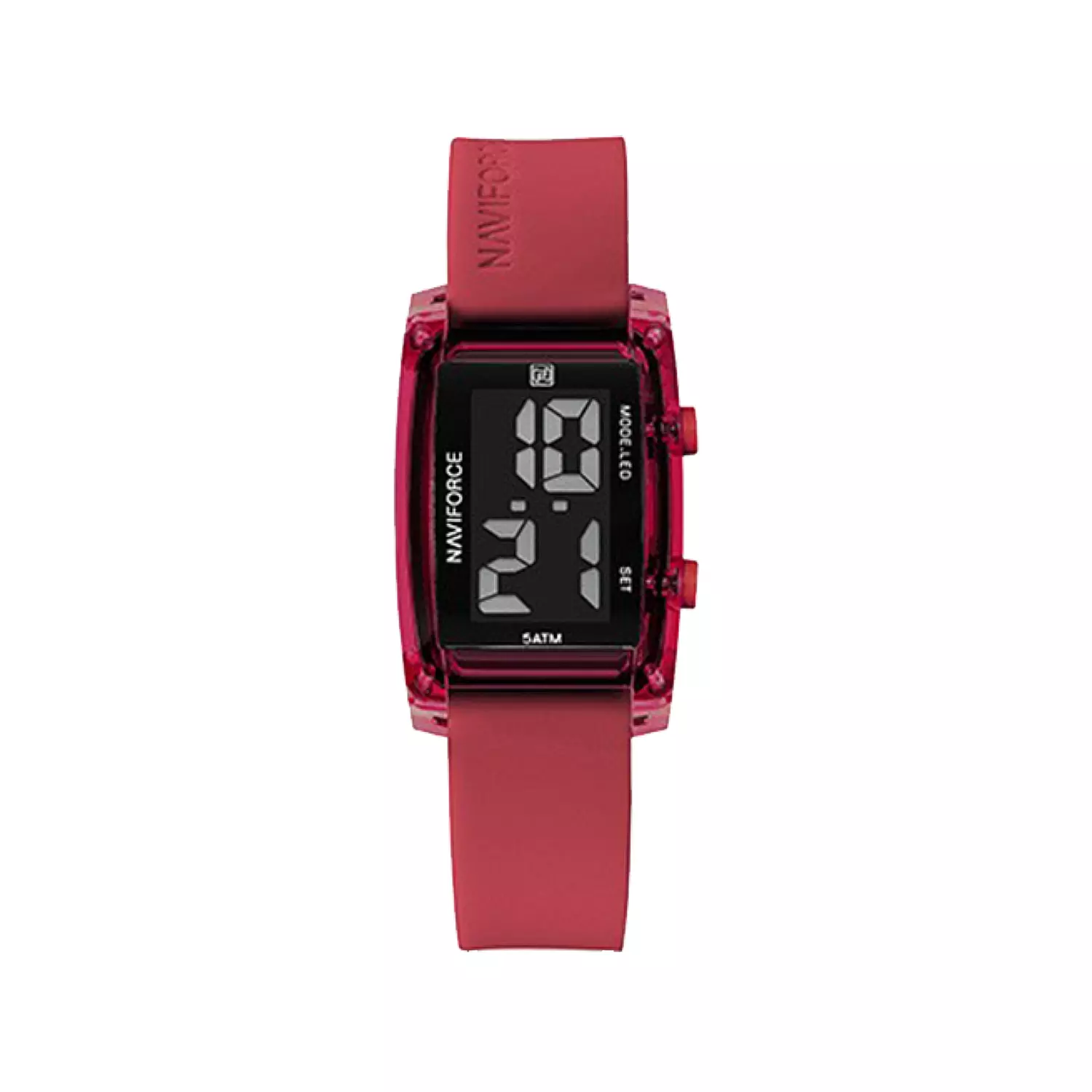 Naviforce-Watch-Code-NF7118-R.R1.webp ساعت مچی زنانه نیوی فورس بند رابر قرمز دیجیتال NF7118-R.R - Image 1