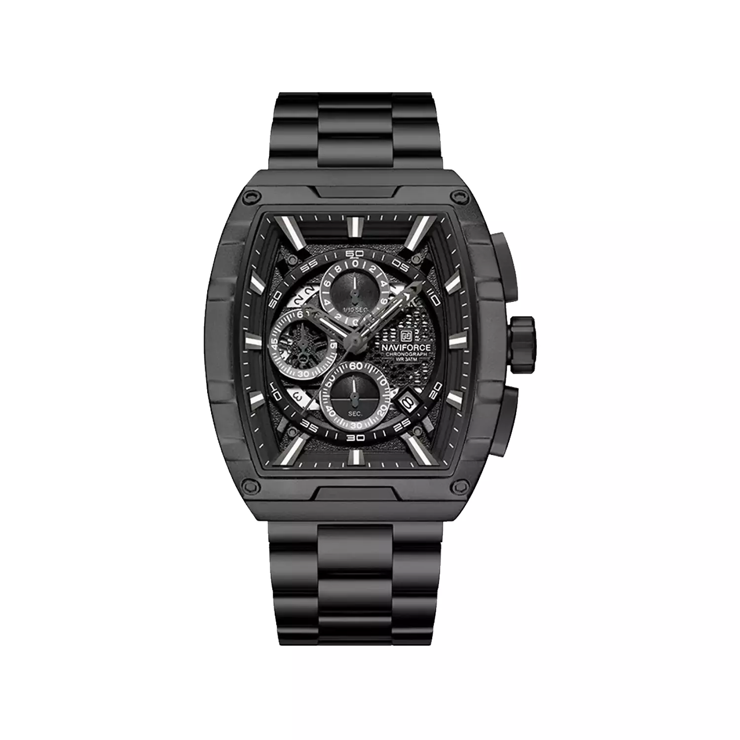 Naviforce-Watch-Code-NF8066-B.B.B1.webp ساعت مچی نیوی فورس مردانه فلزی مشکی کرنوگراف NF8066-B.B.B - Image 1