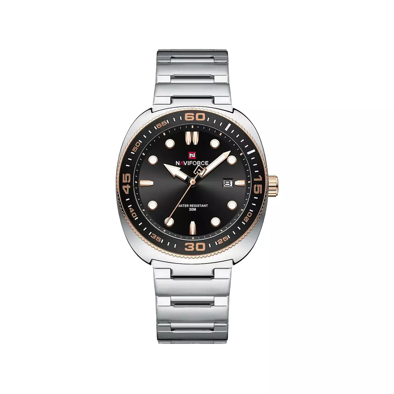 Naviforce-Watch-Code-NF9250-S.RG_.S1.webp ساعت مچی مردانه نیوی فورس فلزی نقره ای صفحه مشکی NF9250-S.RG.S - Image 1
