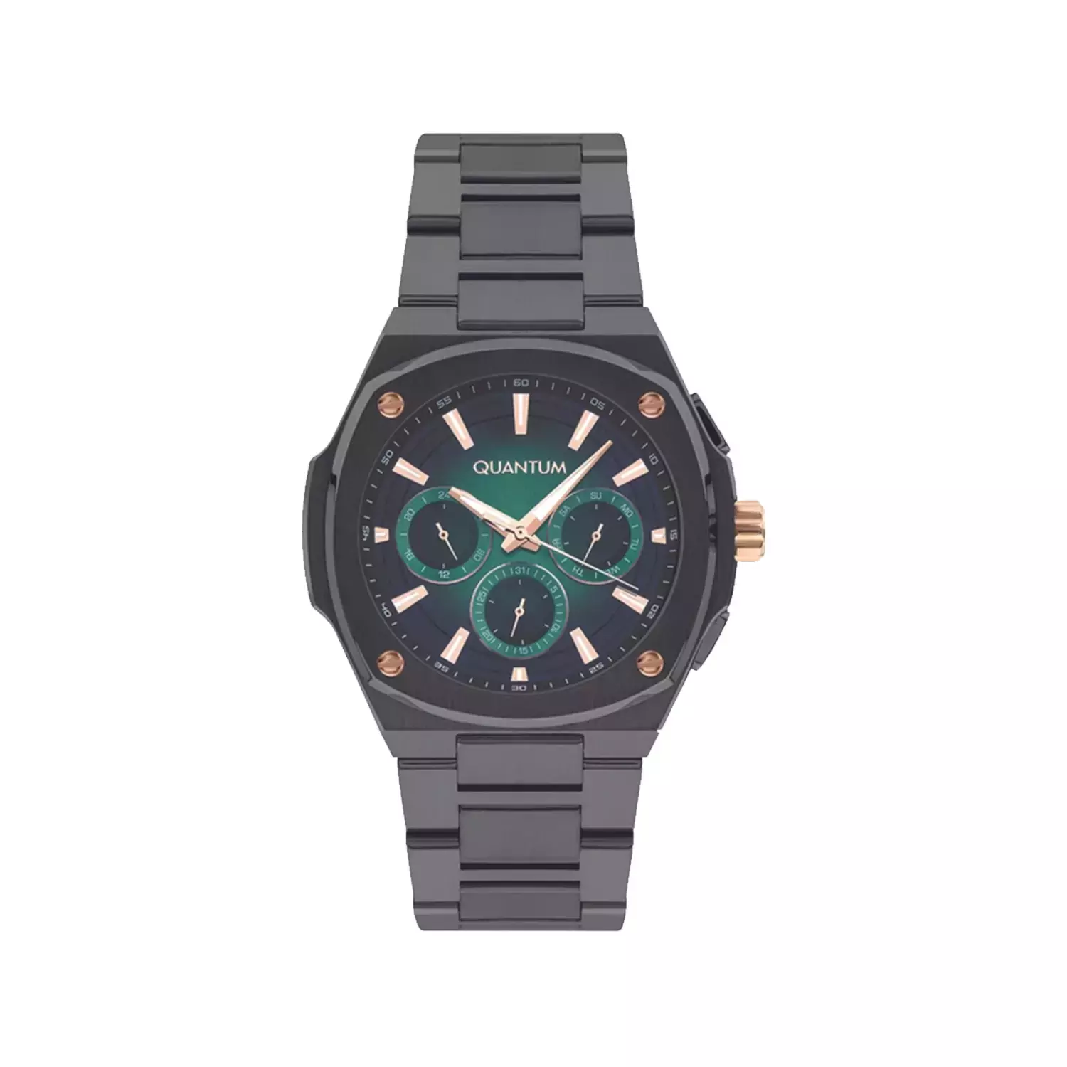 Quantum-Watch-Code-ADG1032.0701.webp ساعت مچی کوانتوم مردانه فلزی مشکی صفحه مربع سبز ADG1032.070 - Image 1
