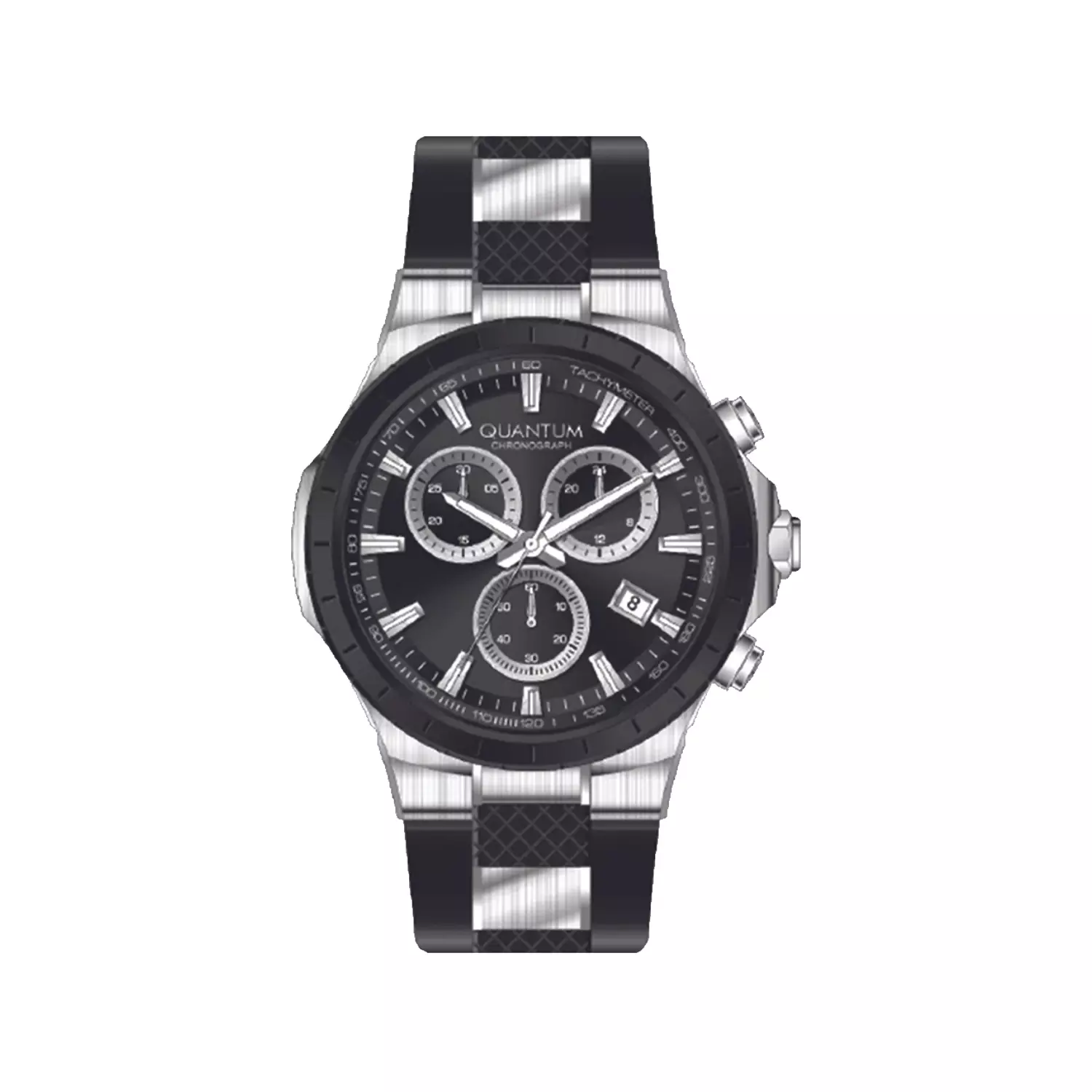Quantum-Watch-Code-HNG814.3511.webp ساعت مچی مردانه کوانتوم بند رابر مشکی کرنوگراف HNG814.351 - Image 1