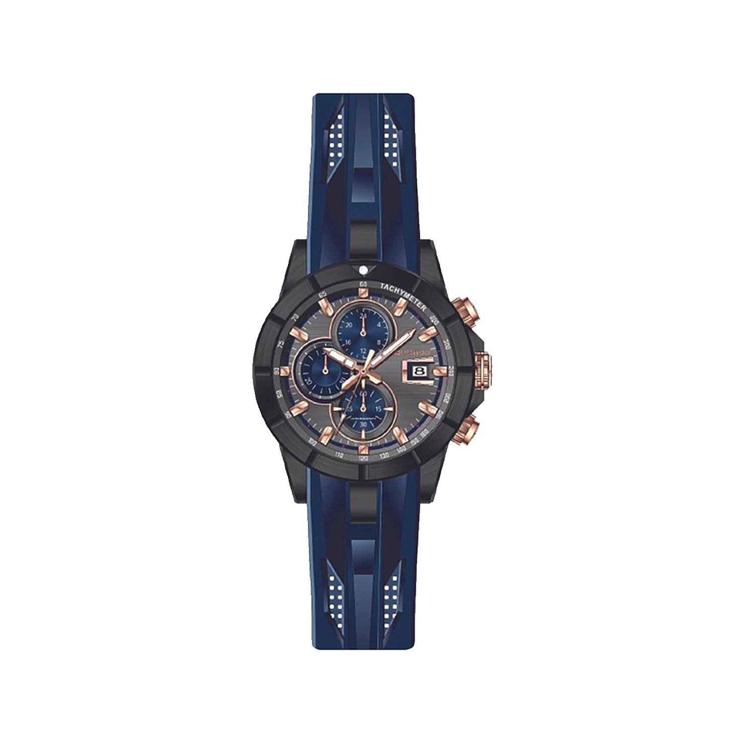 Quantum-Watch-Code-HNG893.0691.webp ساعت مچی کوانتوم مردانه بند رابر سرمه ای کرنوگراف HNG893.069 - Image 1