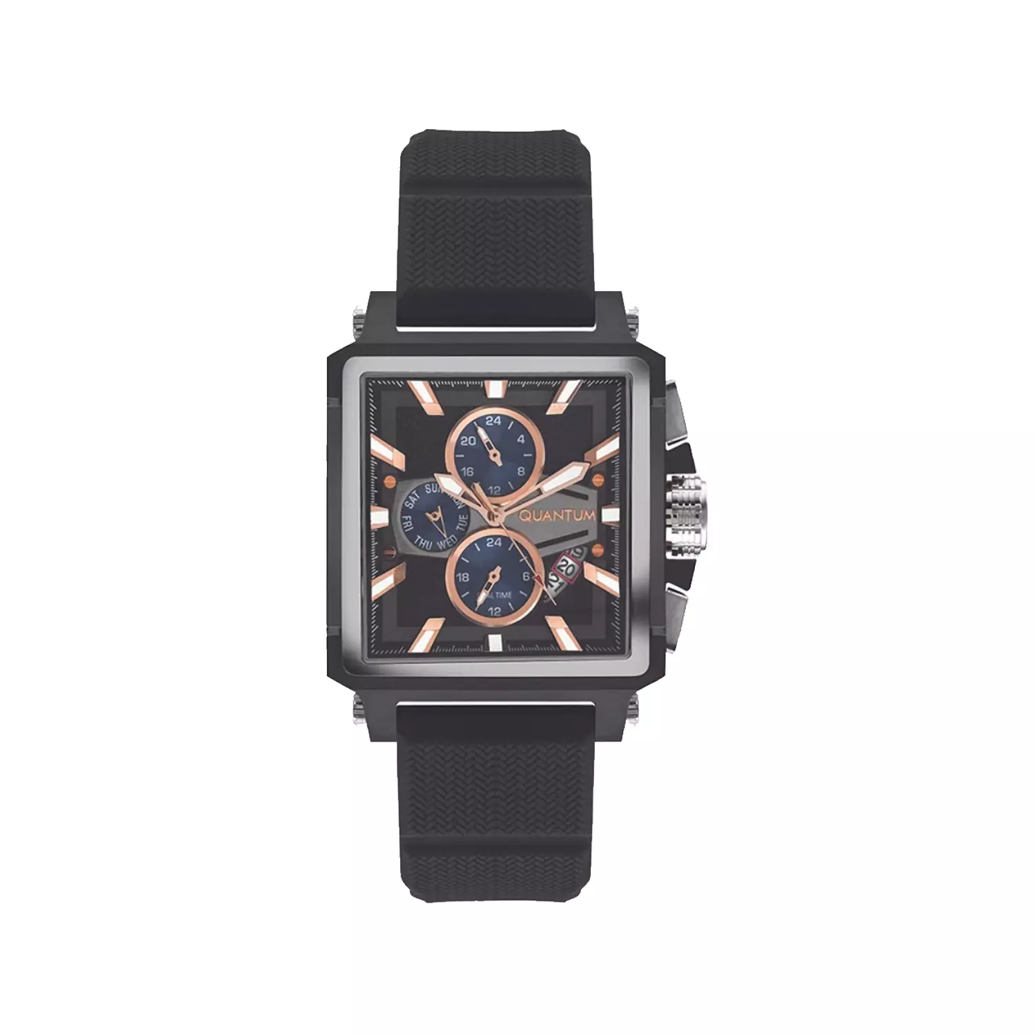 Quantum-Watch-Code-HNG969.6501.webp ساعت مچی مردانه کوانتوم بند رابر مشکی قاب مربع HNG969.650 - Image 1
