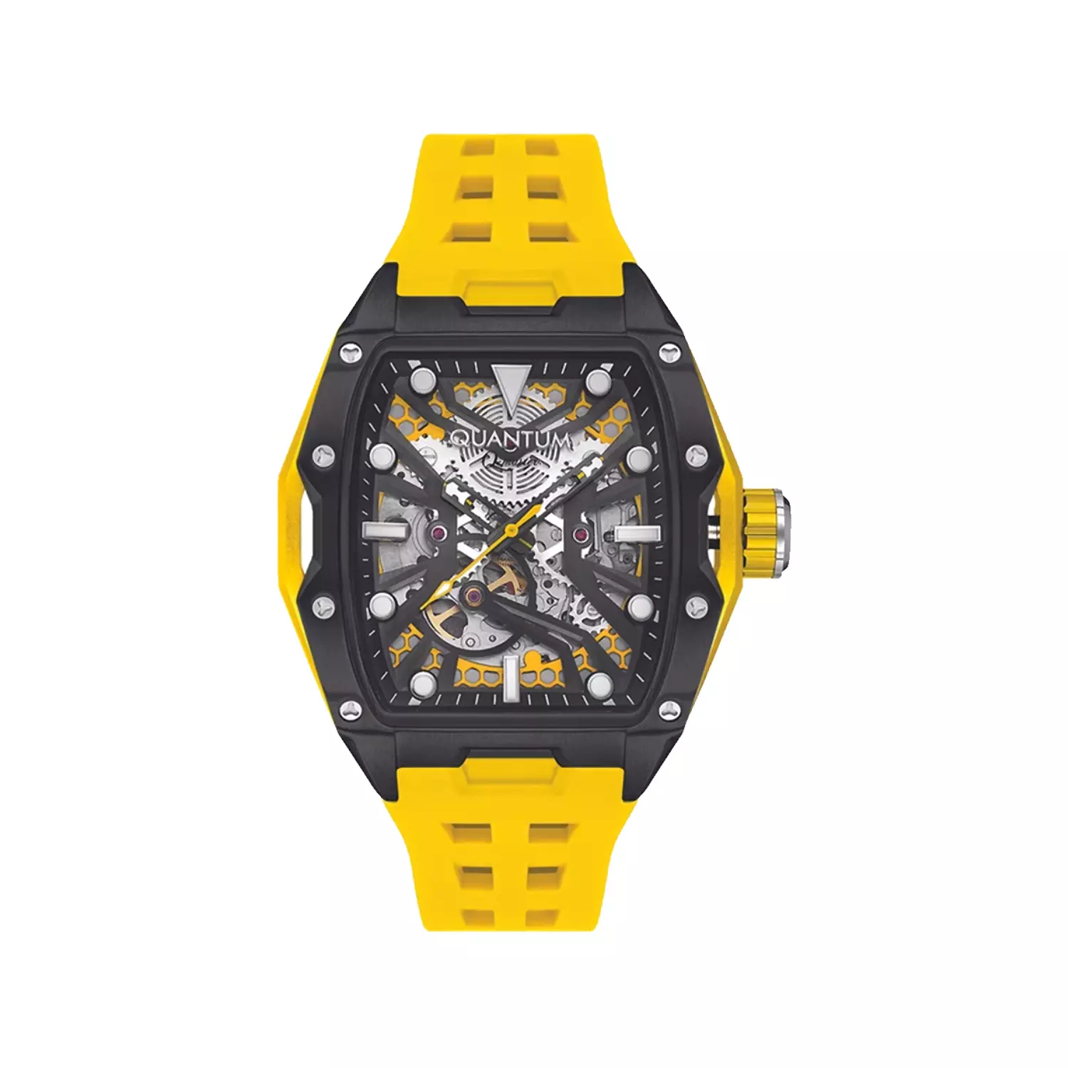 Quantum-Watch-Code-QMG1103.6521.webp ساعت مچی کوانتوم مردانه اتوماتیک بند رابر زرد QMG1103.652 - Image 1