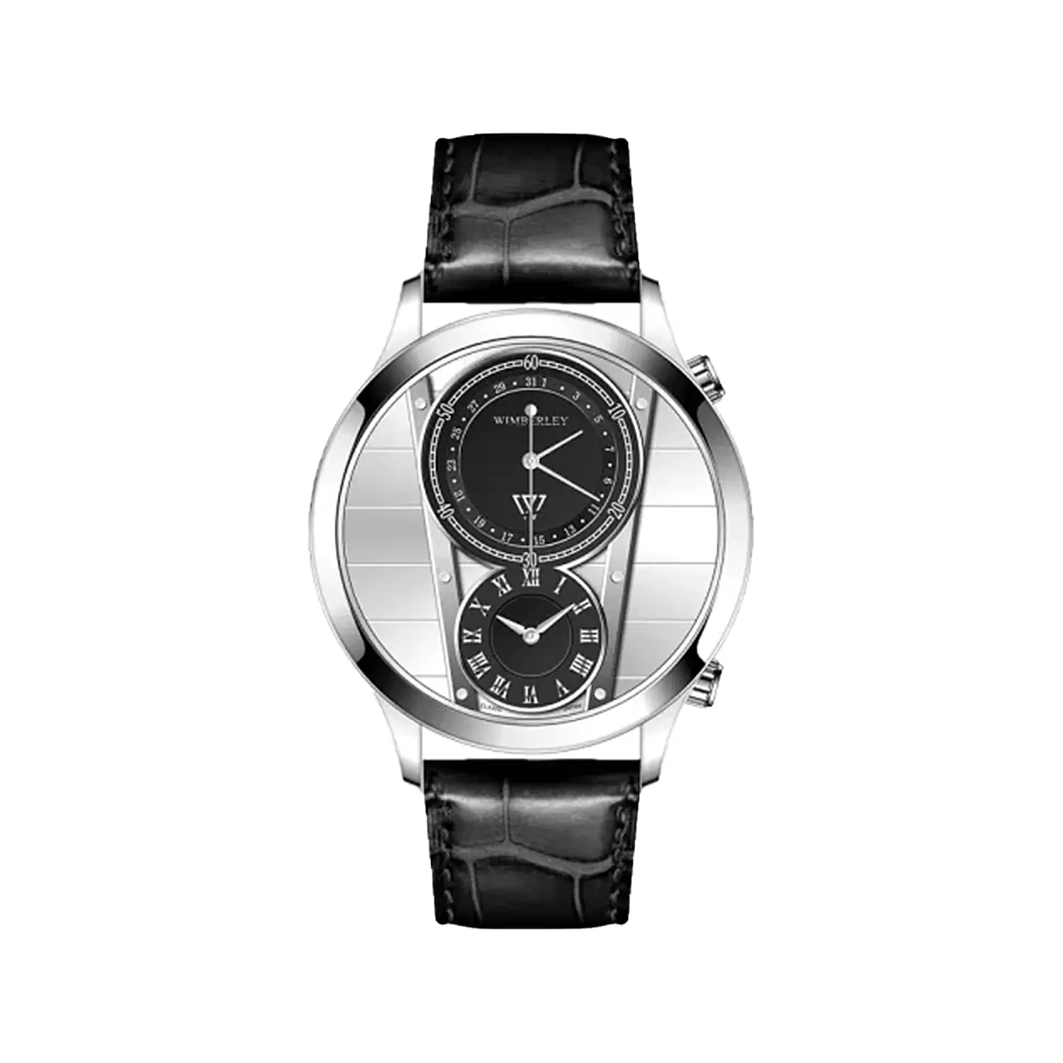 Wimberley-Watch-Code-WB-CL430G-H1-1.webp ساعت مچی ویمبرلی مردانه چرم مشکی قاب نقره ای WB-CL430G-H - Image 1