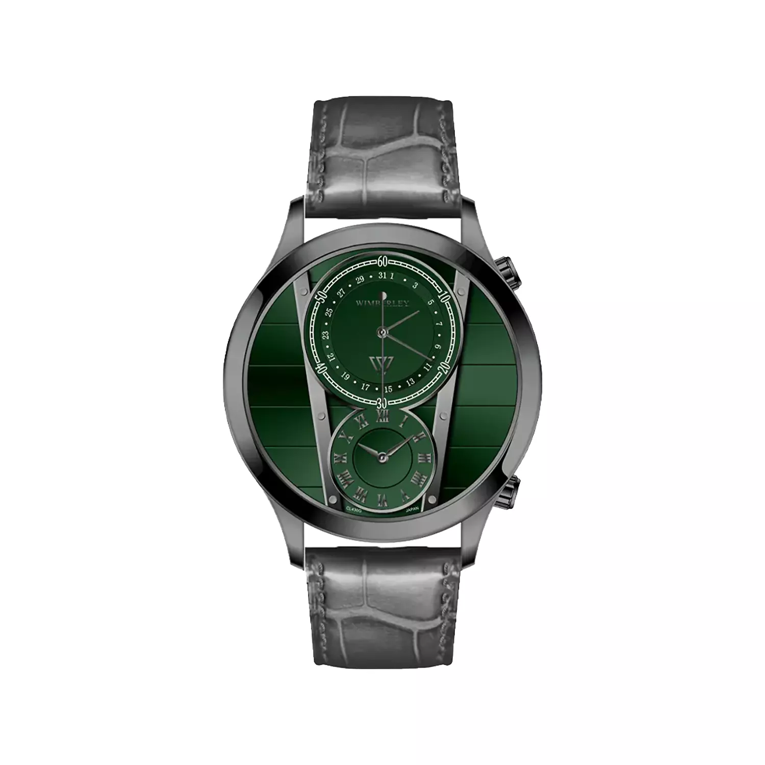 Wimberley-Watch-Code-WB-CL430G-P1-1.webp ساعت مچی ویمبرلی مردانه بند چرم طوسی صفحه سبز WB-CL430G-P - Image 1