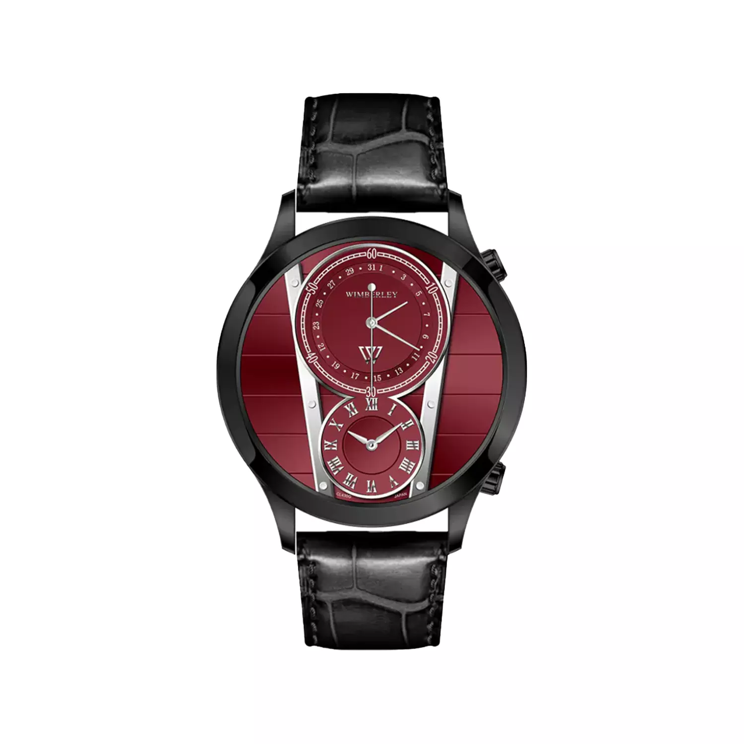 Wimberley-Watch-Code-WB-CL430G-Y1-1.webp ساعت مچی ویمبرلی مردانه چرم مشکی صفحه قرمز WB-CL430G-Y - Image 1