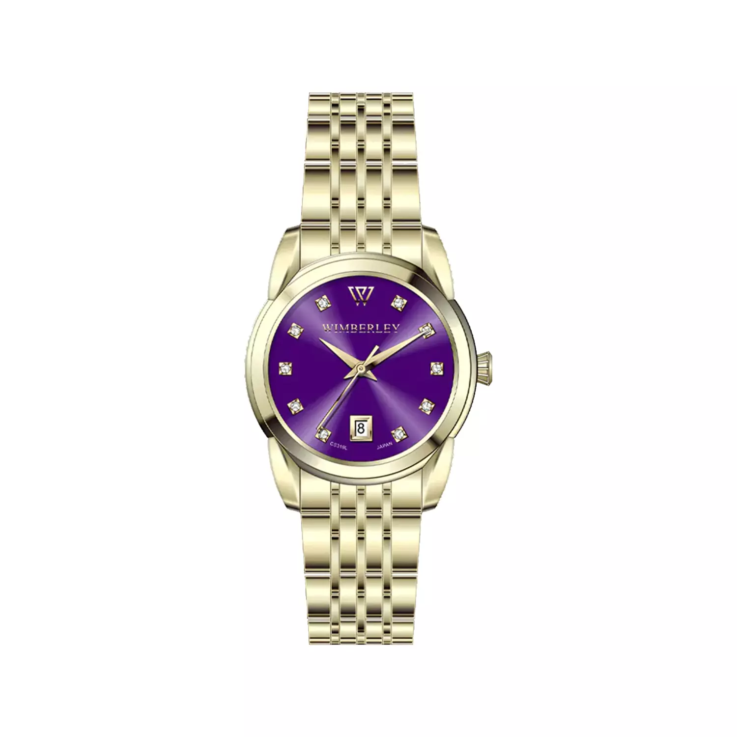 Wimberley-Watch-Code-WB-CS319L-H1-1.webp ساعت مچی ویمبرلی زنانه فلزی طلایی صفحه بنفش WB-CS319L-H - Image 1