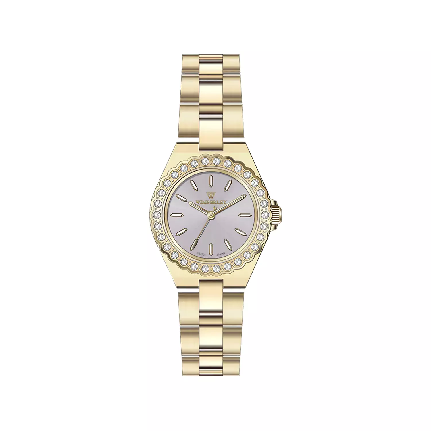 Wimberley-Watch-Code-WB-CS323L-L1-1.webp ساعت مچی ویمبرلی زنانه فلزی طلایی قاب نگین دار WB-CS323L-L - Image 1