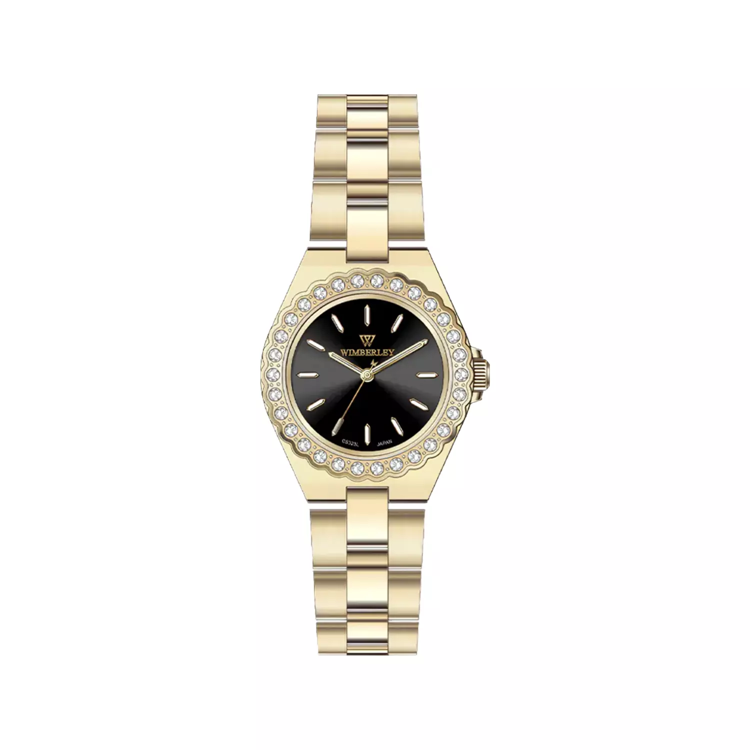 Wimberley-Watch-Code-WB-CS323L-M1-1.webp ساعت مچی ویمبرلی زنانه فلزی طلایی صفحه مشکی WB-CS323L-M - Image 1