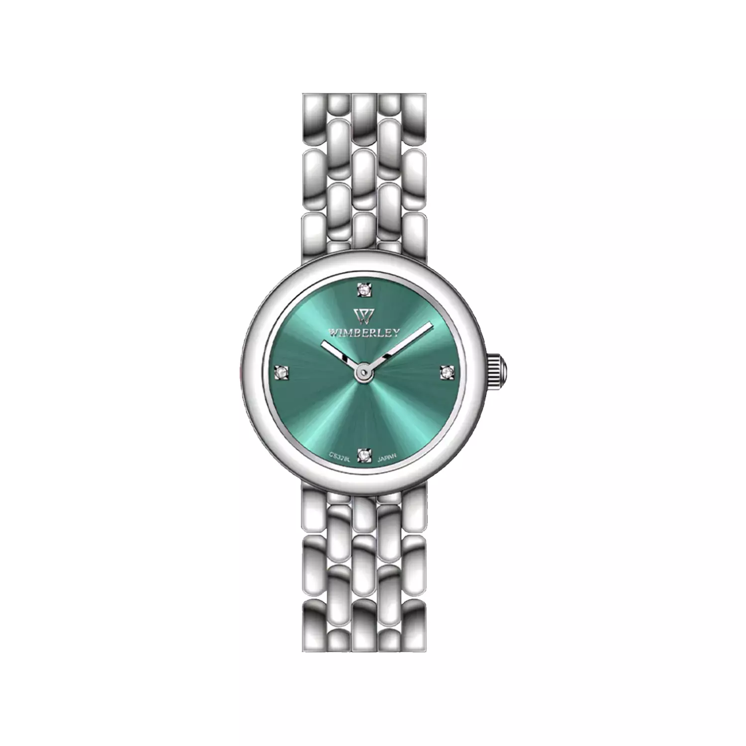 Wimberley-Watch-Code-WB-CS328L-E1-1.webp ساعت مچی ویمبرلی زنانه فلزی نقره ای صفحه سبز WB-CS328L-E - Image 1