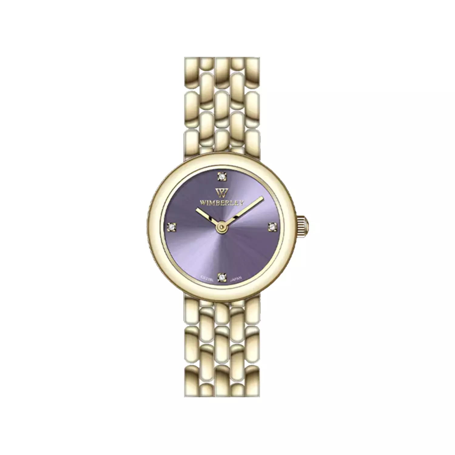 Wimberley-Watch-Code-WB-CS328L-G1-1.webp ساعت مچی ویمبرلی زنانه فلزی طلایی صفحه بنفش WB-CS328L-G - Image 1