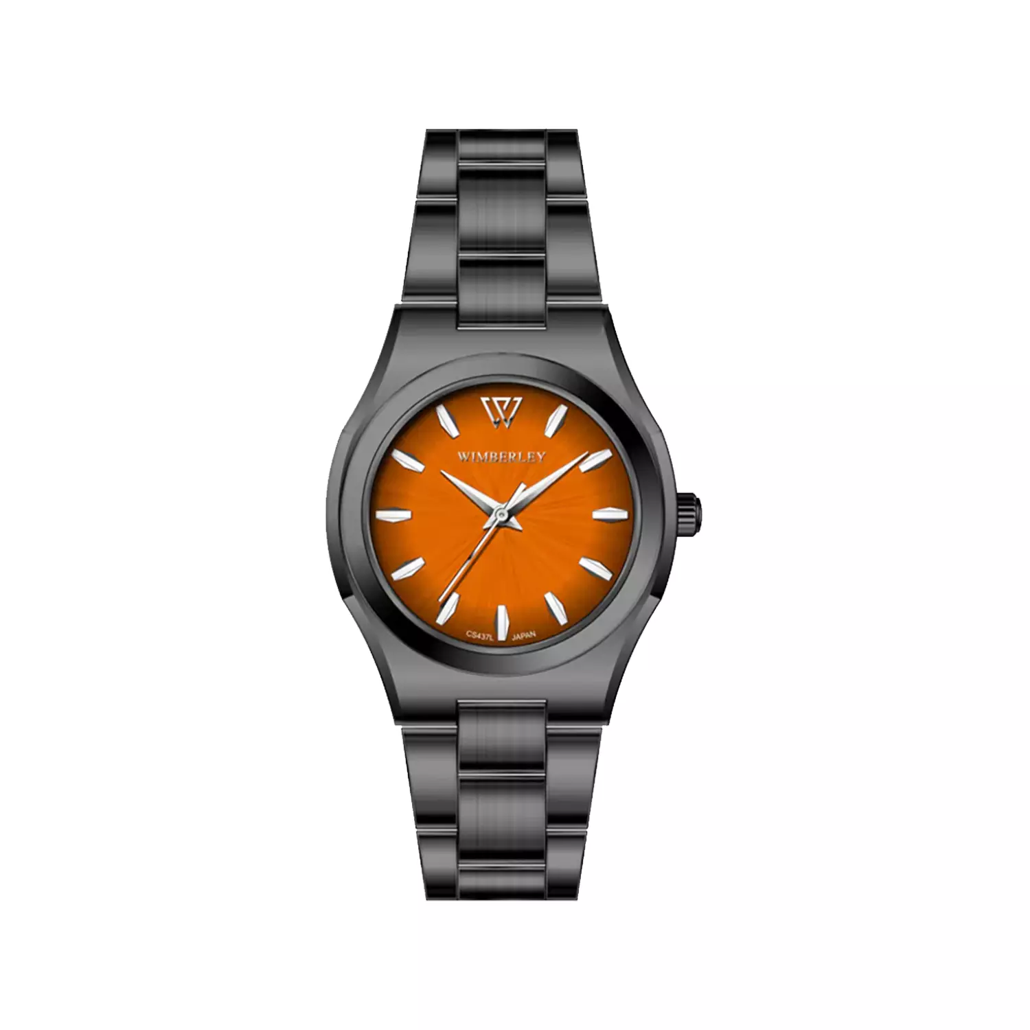 Wimberley-Watch-Code-WB-CS437L-A21-1.webp ساعت مچی ویمبرلی زنانه فلزی مشکی صفحه نارنجی WB-CS437L-A2 - Image 1