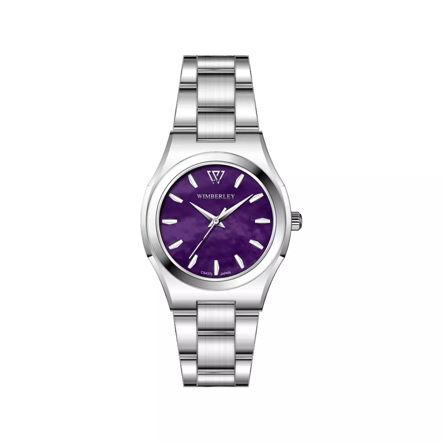 Wimberley-Watch-Code-WB-CS437L-G1-1.webp ساعت مچی ویمبرلی زنانه فلزی نقره ای صفحه بنفش WB-CS437L-G - Image 1