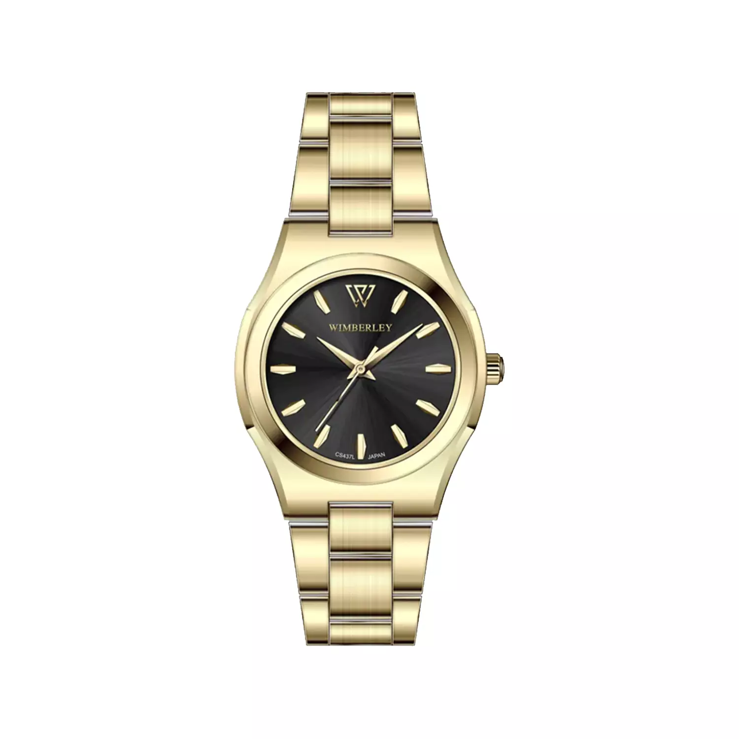 Wimberley-Watch-Code-WB-CS437L-O1-1.webp ساعت مچی ویمبرلی زنانه فلزی طلایی صفحه مشکی WB-CS437L-O - Image 1