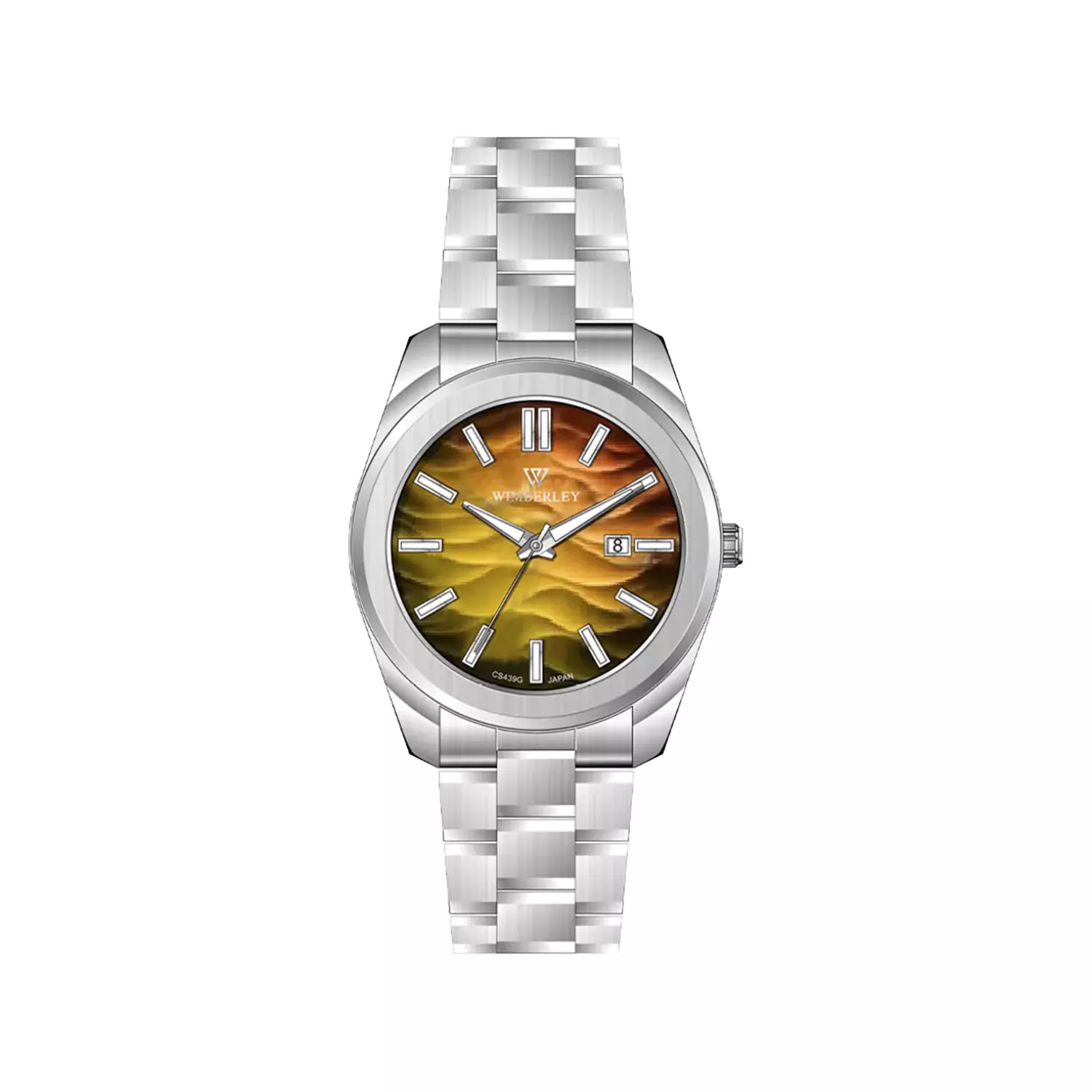 Wimberley-Watch-Code-WB-CS439G-I1-1.webp ساعت مچی ویمبرلی مردانه فلزی نقره ای صفحه زرد WB-CS439G-I - Image 1