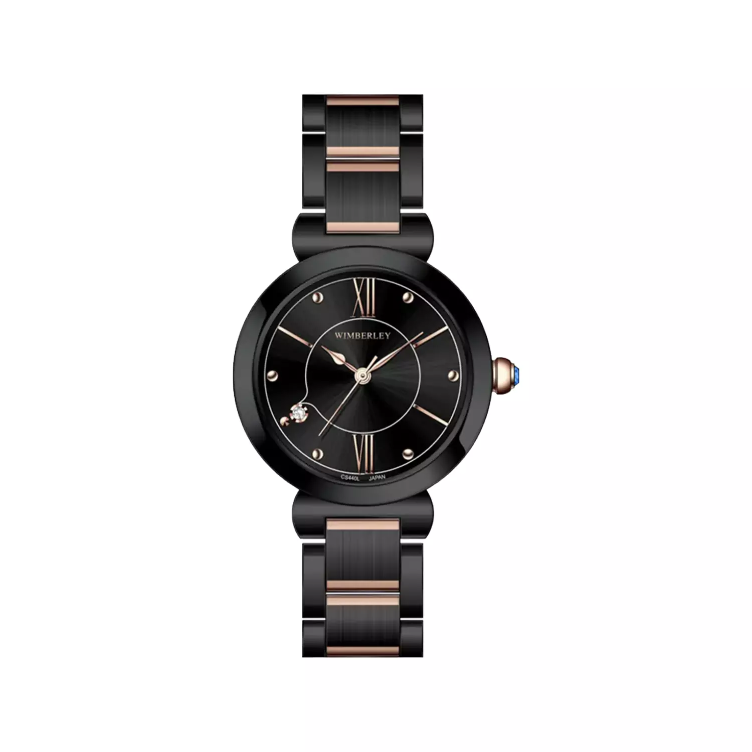 Wimberley-Watch-Code-WB-CS440L-A31-1.webp ساعت مچی ویمبرلی زنانه فلزی مشکی رزگلد WB-CS440L-A3 - Image 1