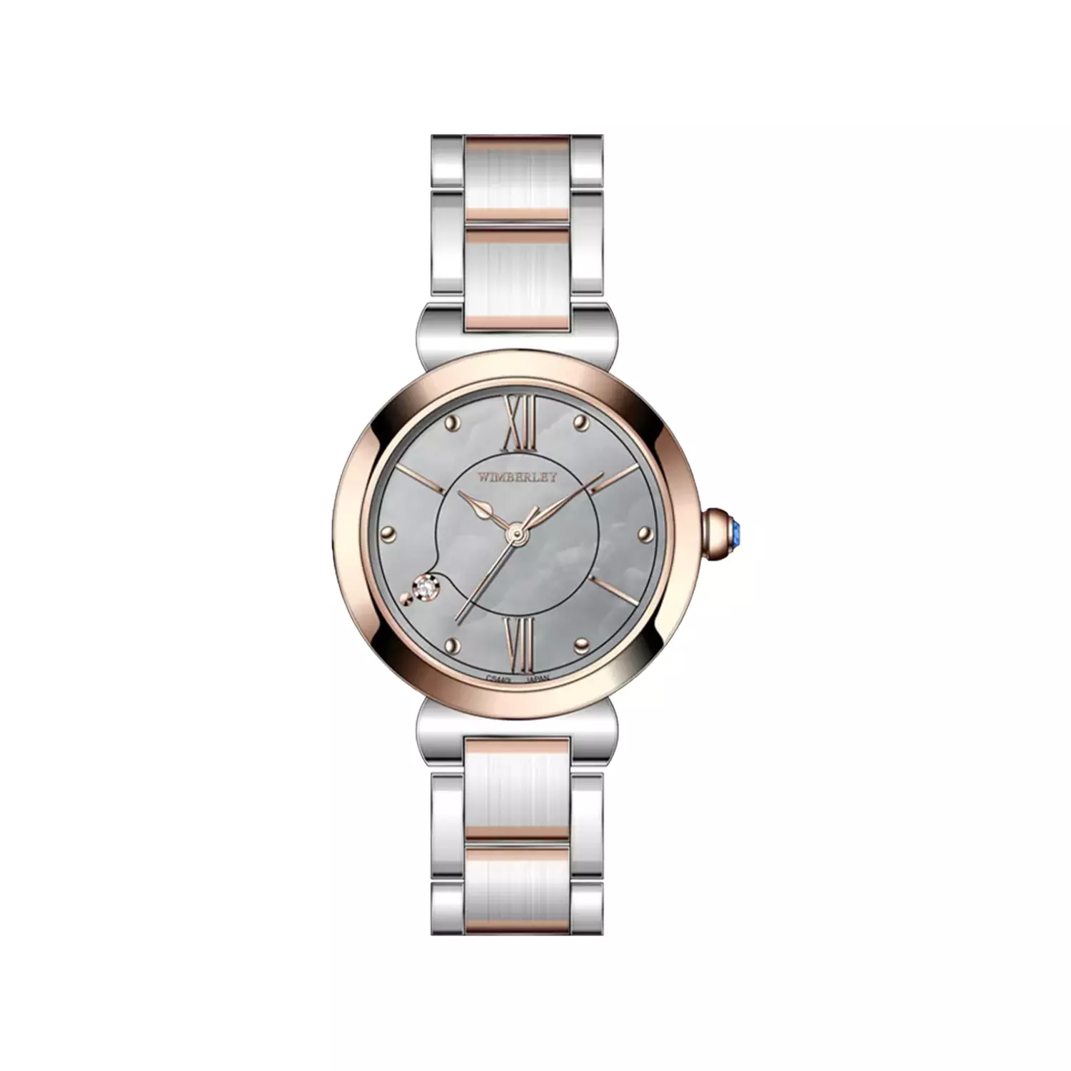 Wimberley-Watch-Code-WB-CS440L-A61-1.webp ساعت مچی ویمبرلی زنانه فلزی نقره ای قاب رزگلد WB-CS440L-A6 - Image 1