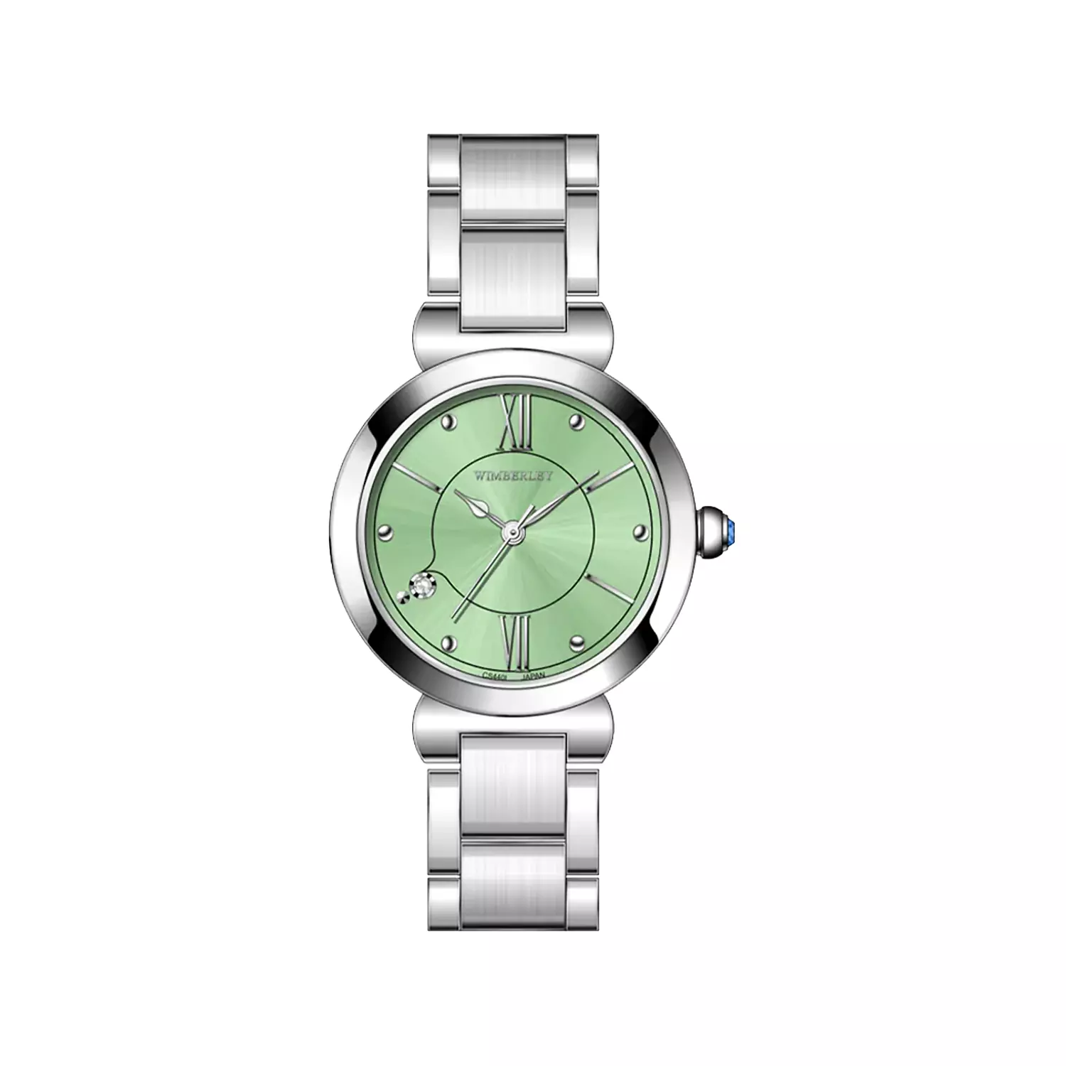 Wimberley-Watch-Code-WB-CS440L-K1-1.webp ساعت مچی ویمبرلی زنانه فلزی نقره ای صفحه سبز WB-CS440L-K - Image 1