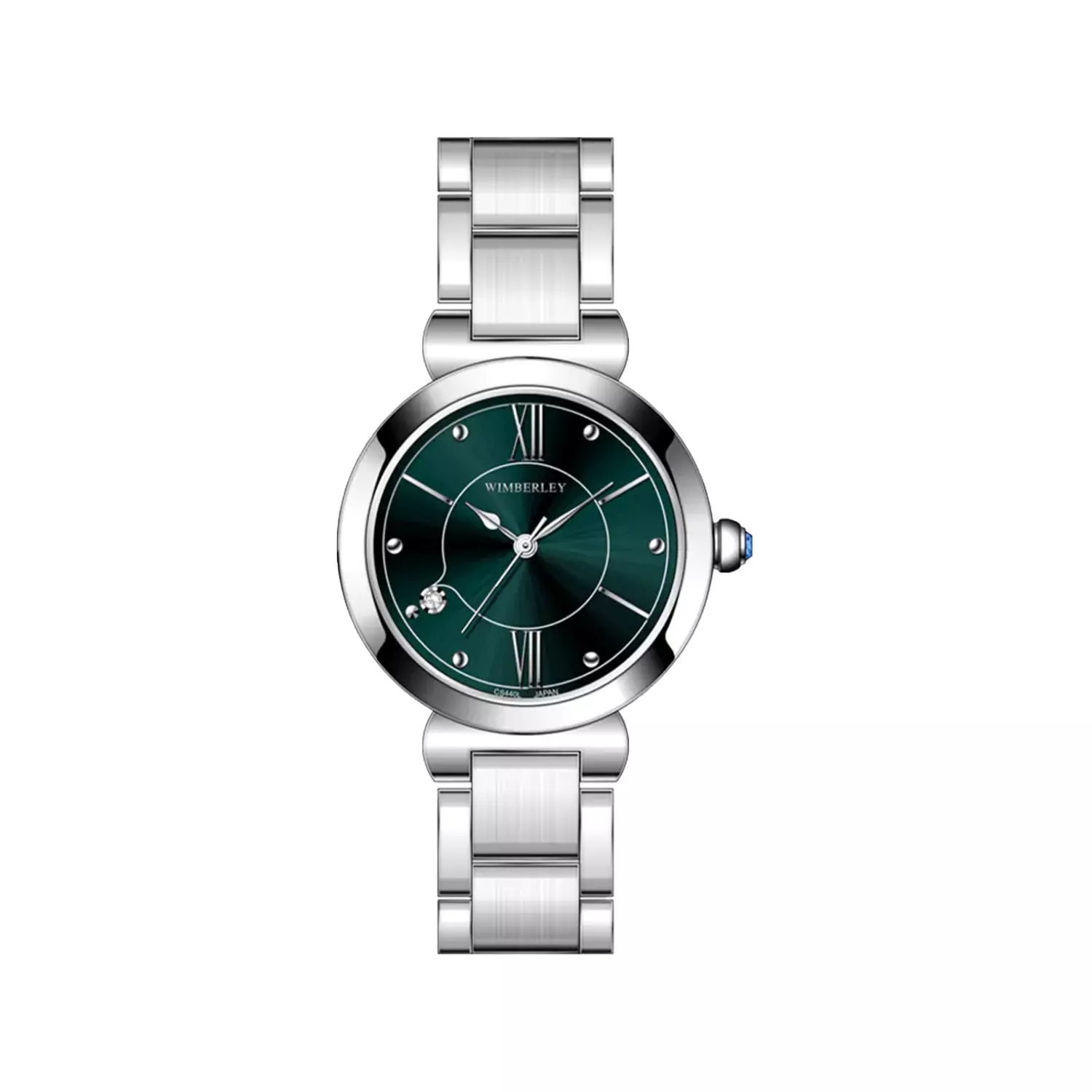 Wimberley-Watch-Code-WB-CS440L-L1-1.webp ساعت مچی ویمبرلی زنانه فلزی نقره ای صفحه سبز پرنگ WB-CS440L-L - Image 1