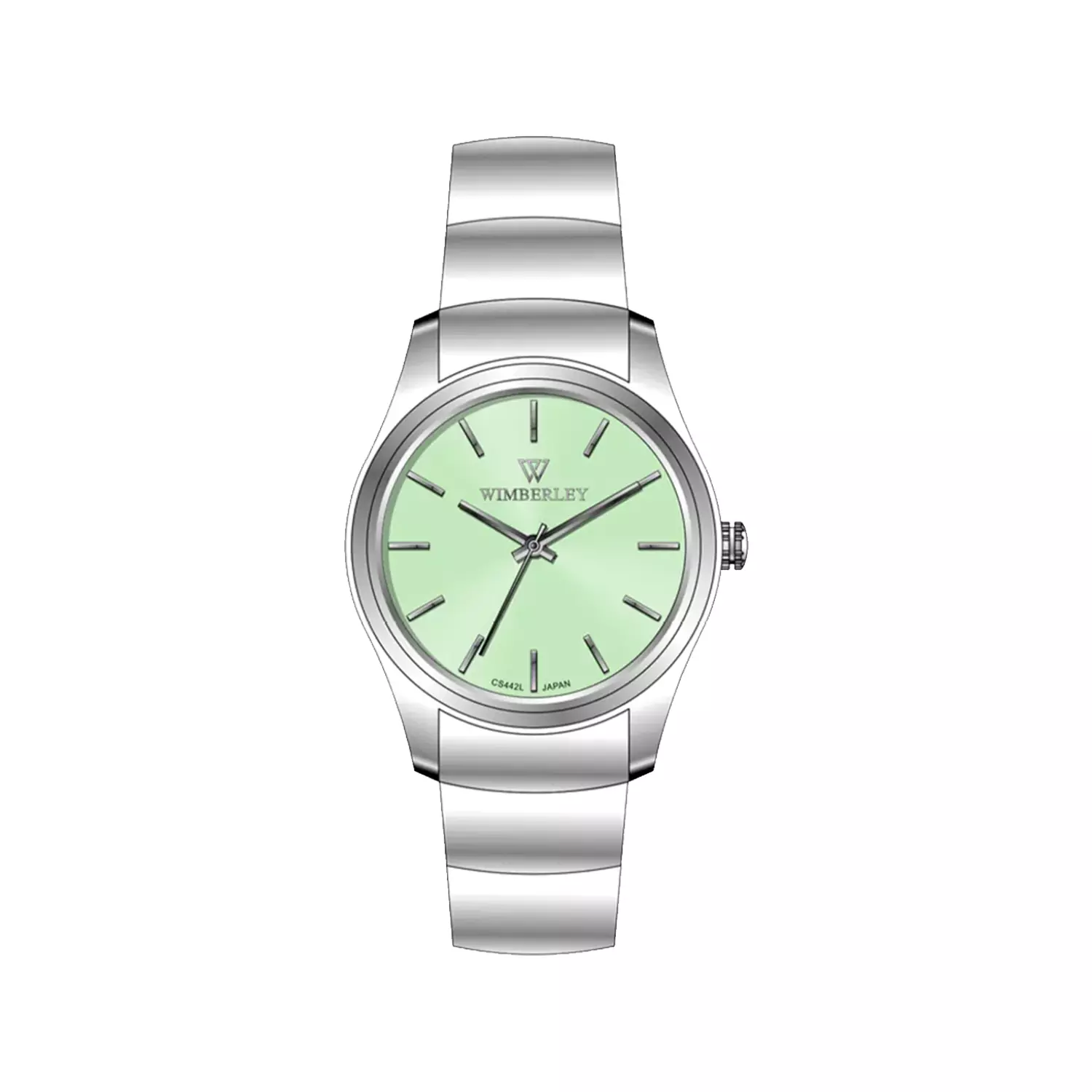 Wimberley-Watch-Code-WB-CS442L-F1-1.webp ساعت مچی ویمبرلی زنانه فلزی نقره ای صفحه سبز WB-CS442L-F - Image 1