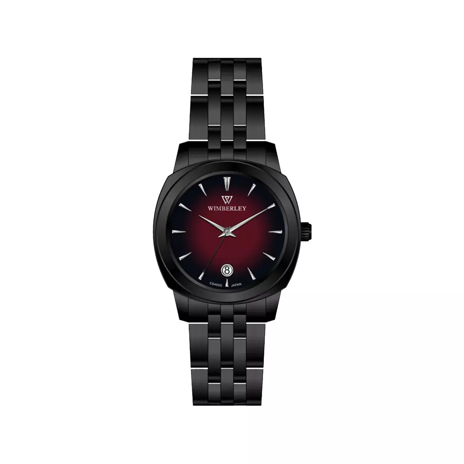 Wimberley-Watch-Code-WB-CS450L-U1-1.webp ساعت عقربه ای ویمبرلی زنانه فلزی مشکی صفحه قرمز WB-CS450L-U - Image 1