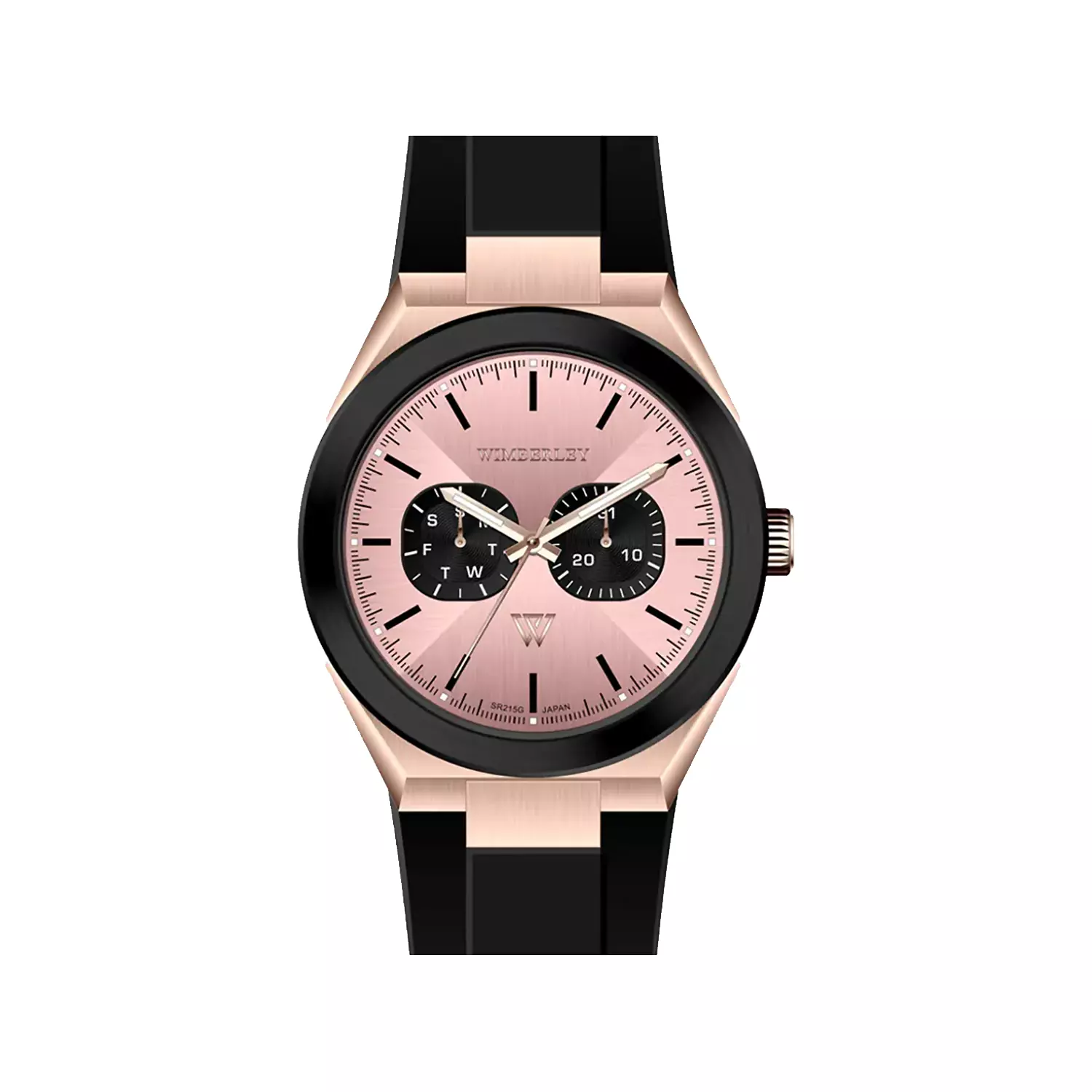 Wimberley-Watch-Code-WB-SR215G-A1.webp ساعت مچی مردانه ویمبرلی بند رابر مشکی صفحه رزگلد WB-SR215G-A - Image 1