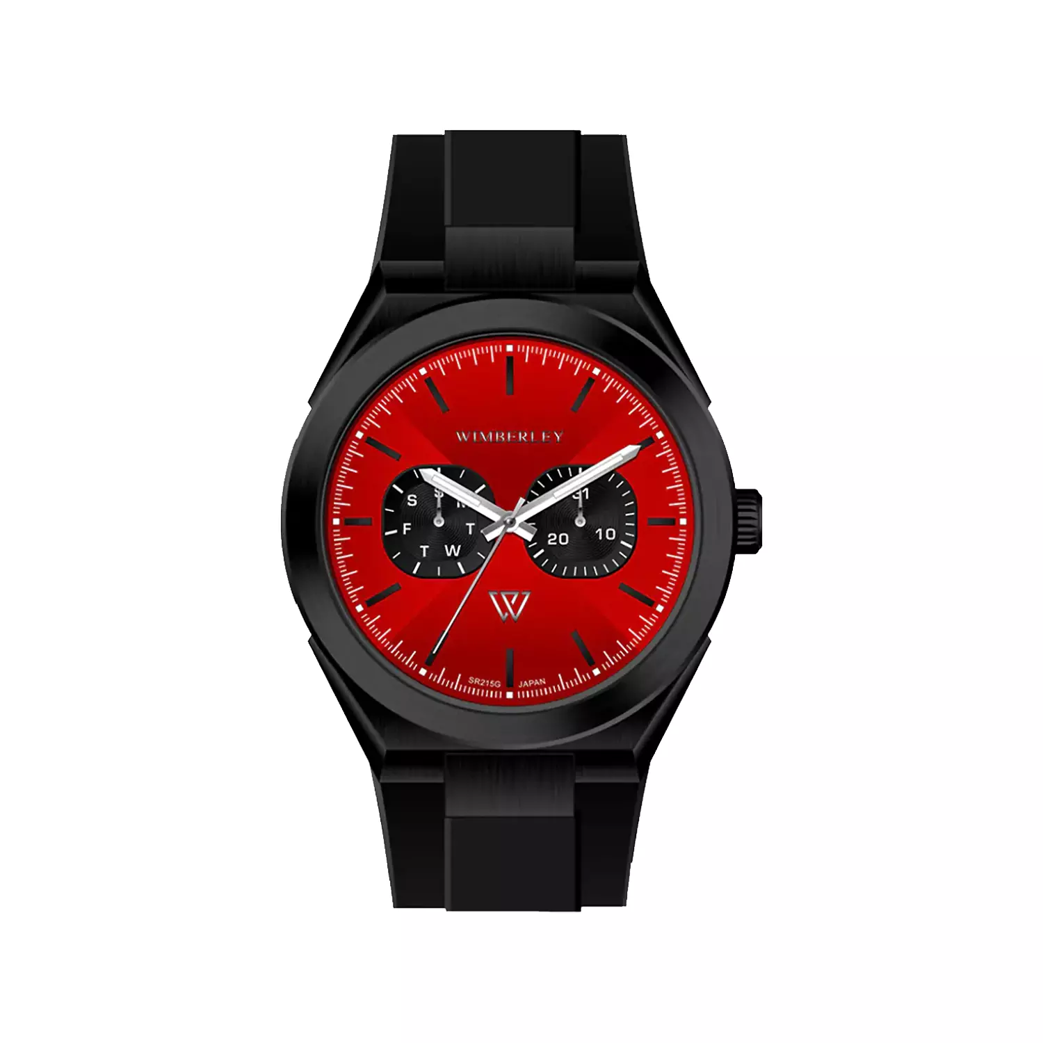 Wimberley-Watch-Code-WB-SR215G-B1.webp ساعت مچی مردانه ویمبرلی بند رابر مشکی صفحه قرمز WB-SR215G-B - Image 1