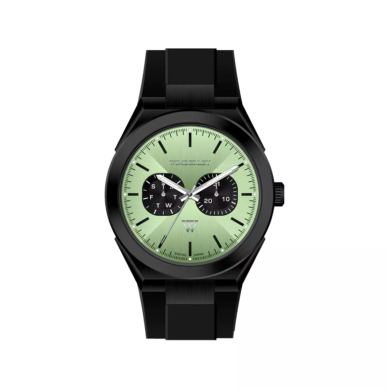 Wimberley-Watch-Code-WB-SR215G-H1.webp ساعت مچی مردانه ویمبرلی بند رابر مشکی صفحه سبز WB-SR215G-H - Image 1