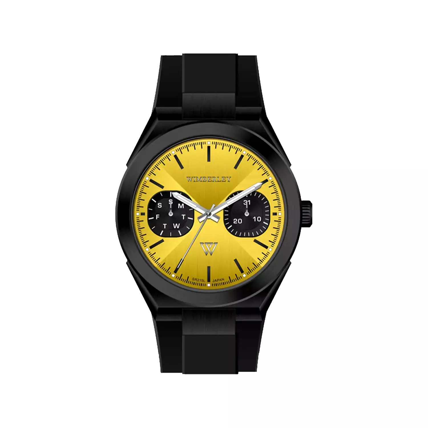 Wimberley-Watch-Code-WB-SR215L-D1.webp ساعت مچی زنانه ویمبرلی بند رابر مشکی صفحه زرد WB-SR215L-D - Image 1