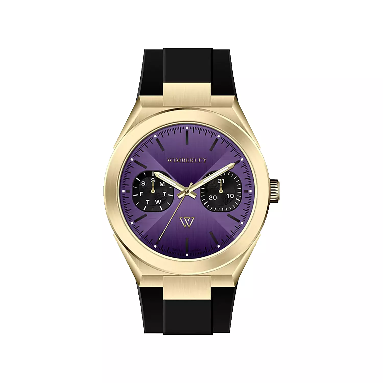 Wimberley-Watch-Code-WB-SR215L-Y1.webp ساعت مچی زنانه ویمبرلی بند رابر مشکی صفحه بنفش WB-SR215L-Y - Image 1