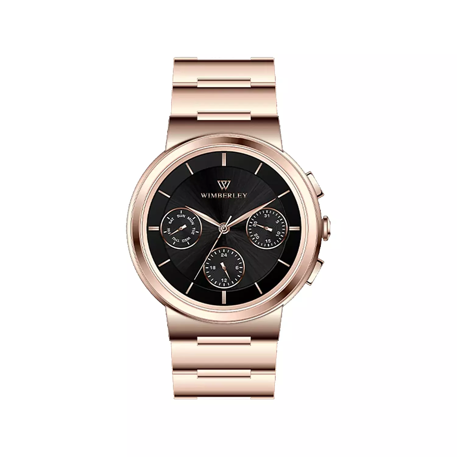 Wimberley-Watch-Code-WB-SS122L-T1.webp ساعت مچی زنانه ویمبرلی فلزی رزگلد صفحه مشکی WB-SS122L-T - Image 1