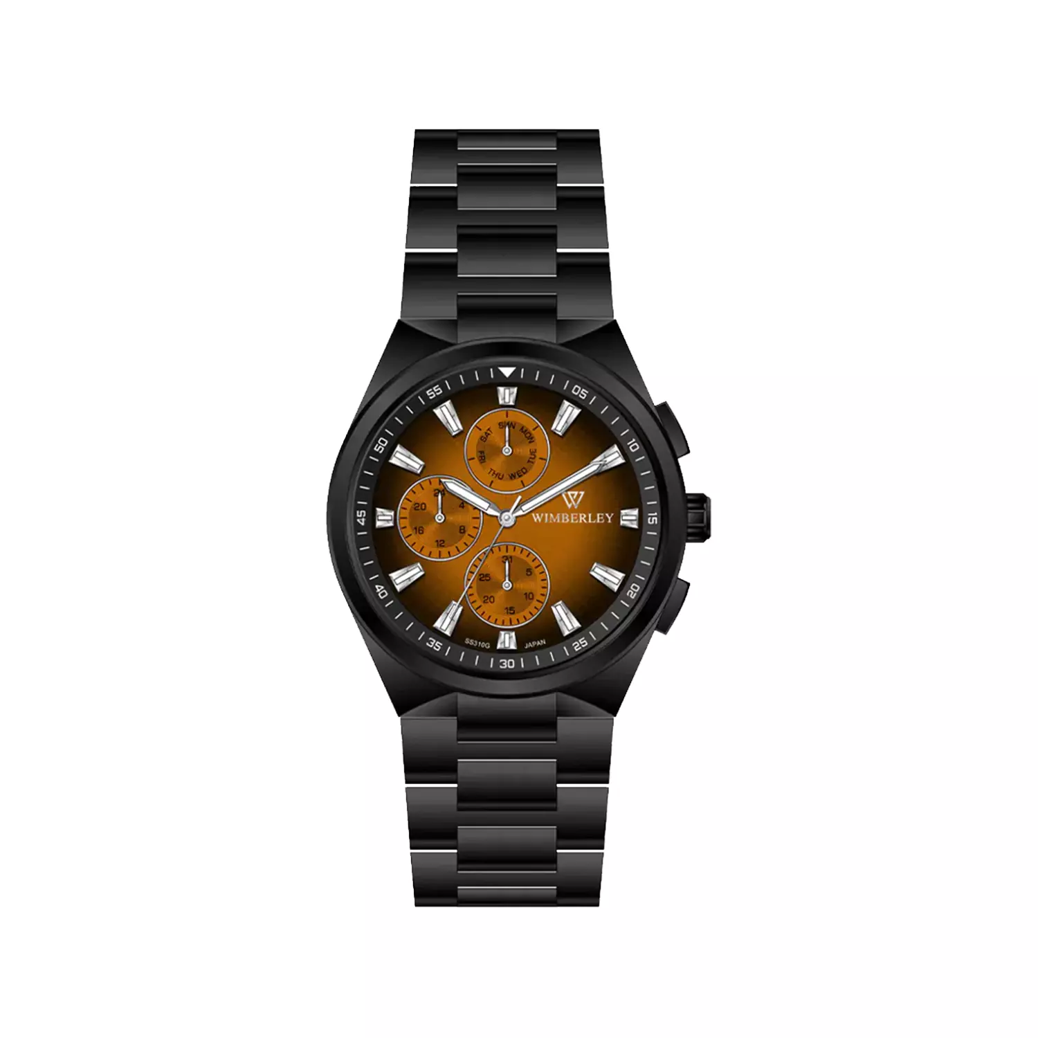 Wimberley-Watch-Code-WB-SS310G-O1.webp ساعت مچی مردانه ویمبرلی فلزی مشکی صفحه شامپاینی WB-SS310G-O - Image 1
