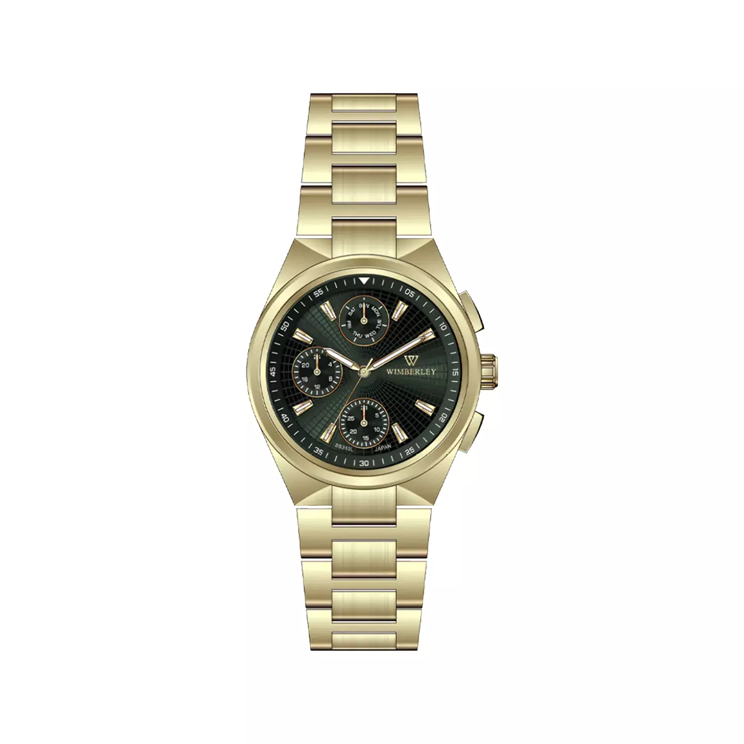 Wimberley-Watch-Code-WB-SS310L-J1-1.webp ساعت مچی زنانه ویمبرلی فلزی طلایی صفحه سبز WB-SS310L-J - Image 1