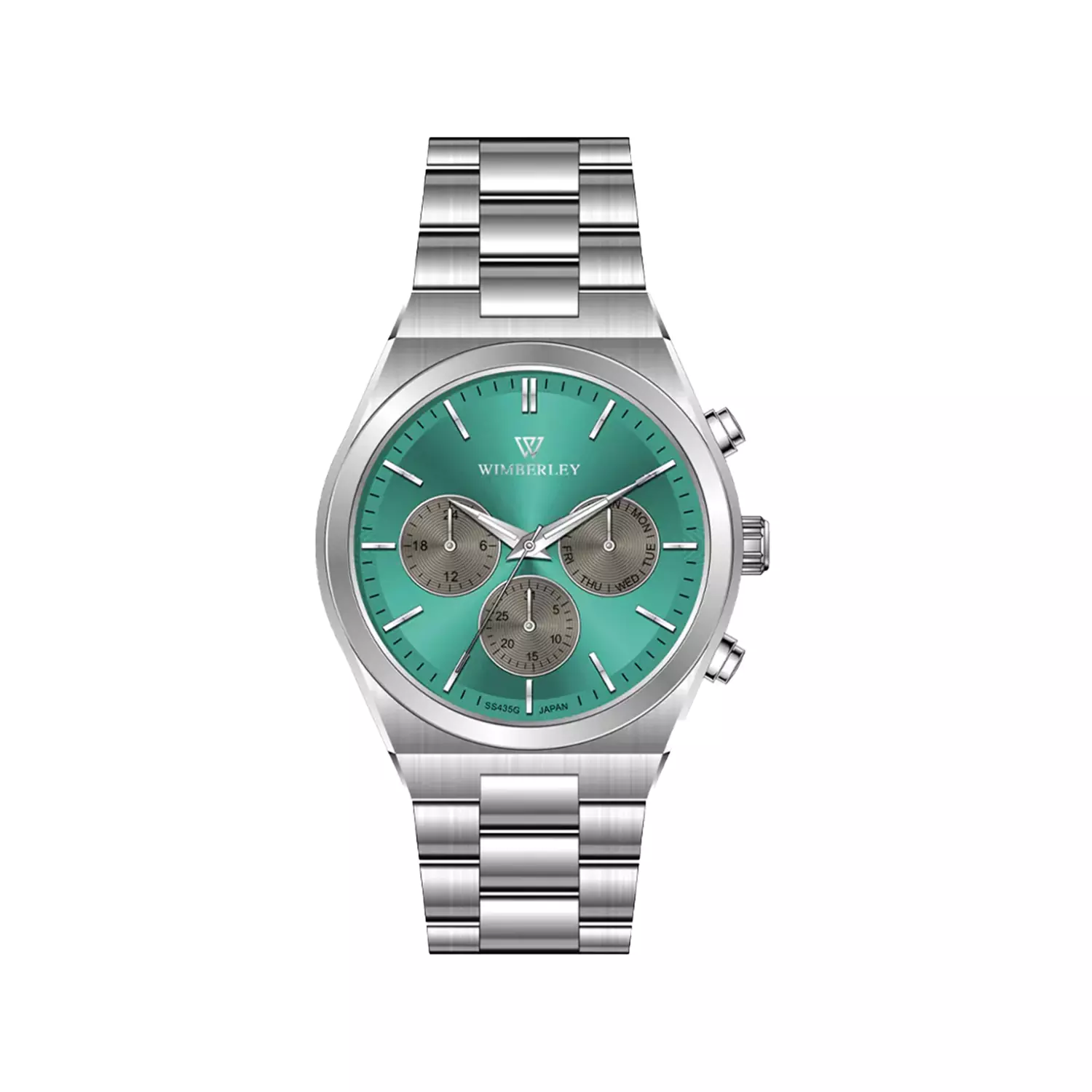 Wimberley-Watch-Code-WB-SS435G-E1.webp ساعت مچی مردانه ویمبرلی فلزی نقره ای صفحه تیفانی WB-SS435G-E - Image 1