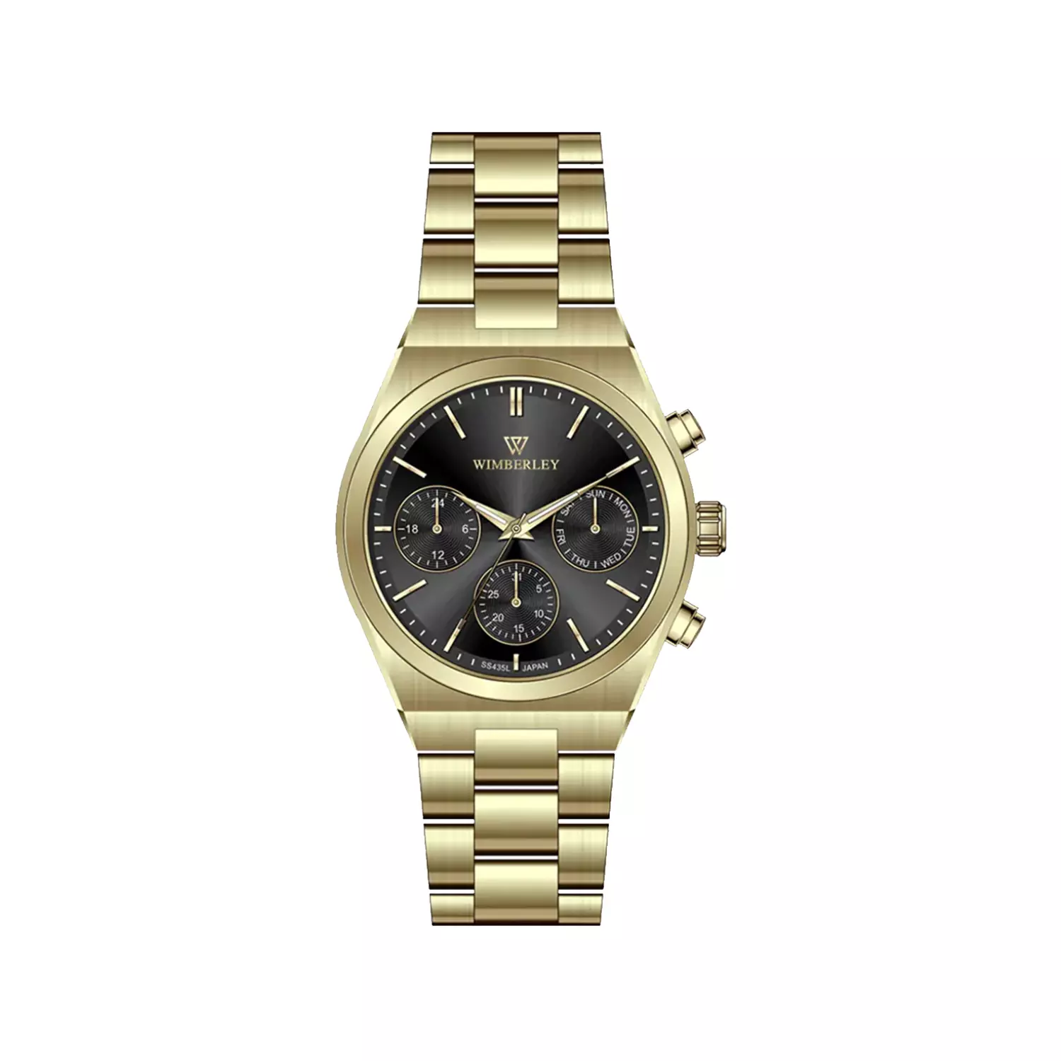 Wimberley-Watch-Code-WB-SS435L-W1.webp ساعت مچی زنانه ویمبرلی فلزی طلایی صفحه مشکی WB-SS435L-W - Image 1