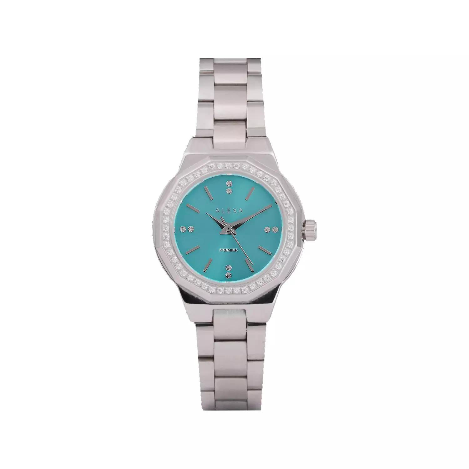 Alexa-Watch-Code-0113.F1.webp ساعت مچی الکسا زنانه فلزی صفحه تیفانی نگین دار 0113 - Image 1