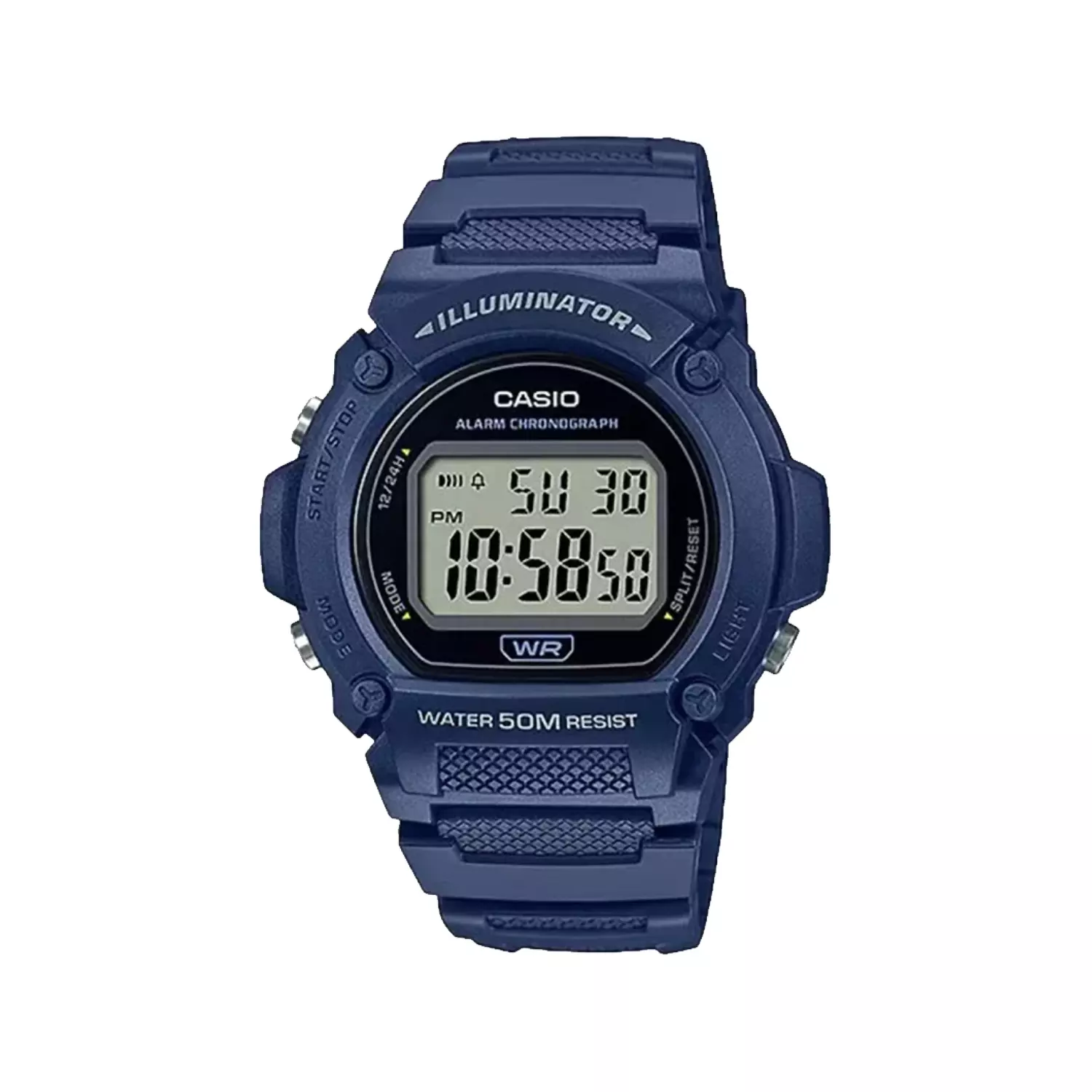 Casio-Watch-Code-W-219H-2A1.webp ساعت مچی کاسیو بند رابر سرمه ای دیجیتالی W-219H-2A - Image 1