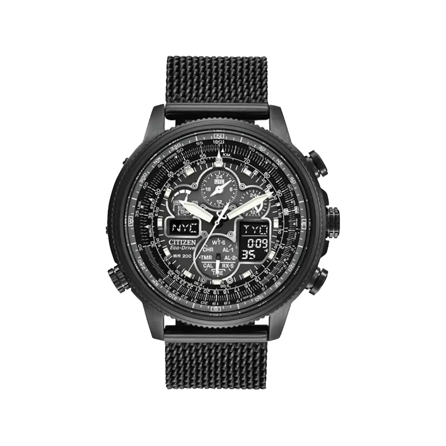 Citizen-Watch-Code-JY8037-50E1.webp ساعت مچی سیتیزن مردانه فلزی مشکی دو زمانه JY8037-50E - Image 1