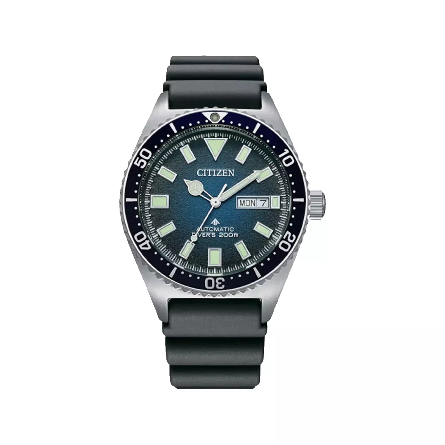 Citizen-Watch-Code-NY0129-07L1.webp ساعت مچی سیتیزن مردانه اتوماتیک بند رابر صفحه آبی NY0129-07L - Image 1